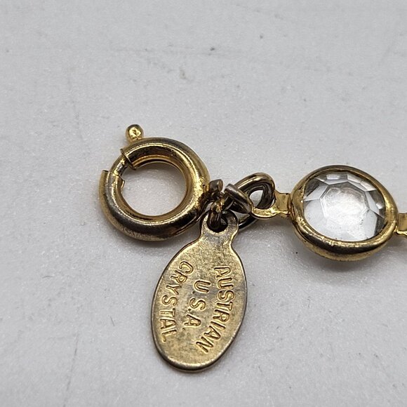 VTG Austrian Crystal USA Gold Tone Bezel Set Bracelet Clear/Colorless - Picture 6 of 6